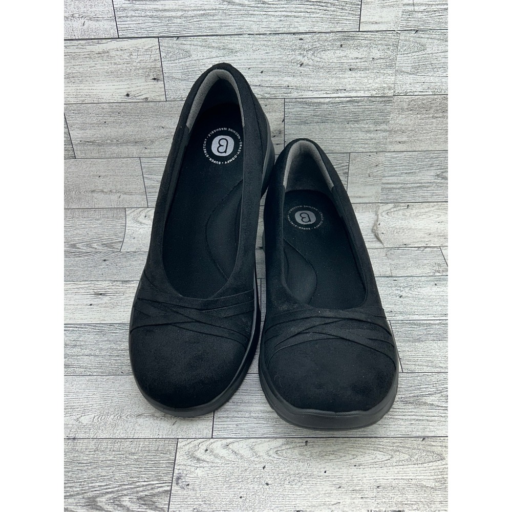 Bzees Goody Black Slip On Wedge Shoes Women Sz 10M Machine Washable Comfort